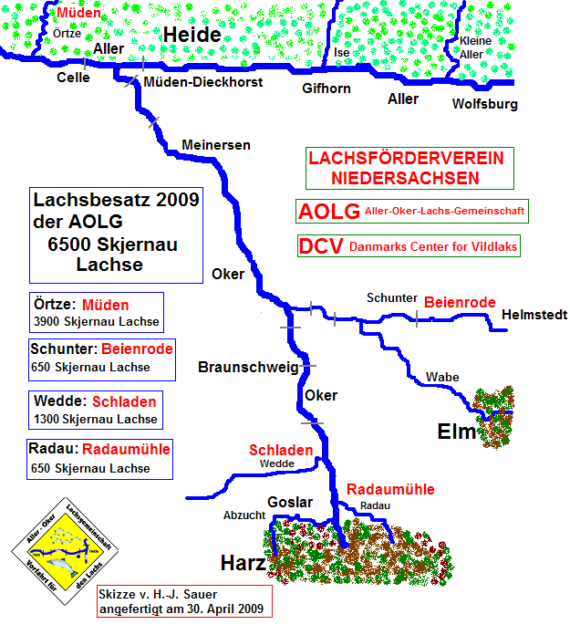 Karte Lachsbesatz 2009